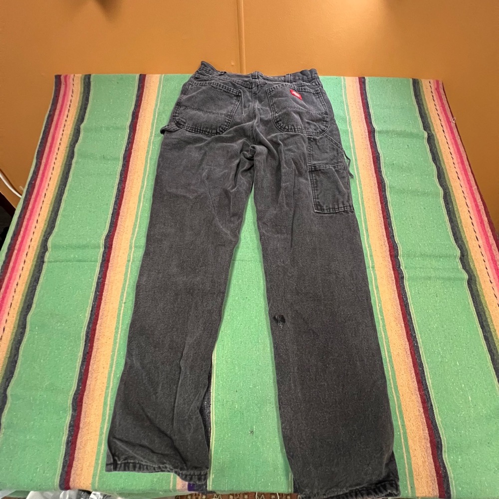 Dickies Carpenter Pants Mens 33x32 Black Faded Canvas DU202RGG Utility Workwear